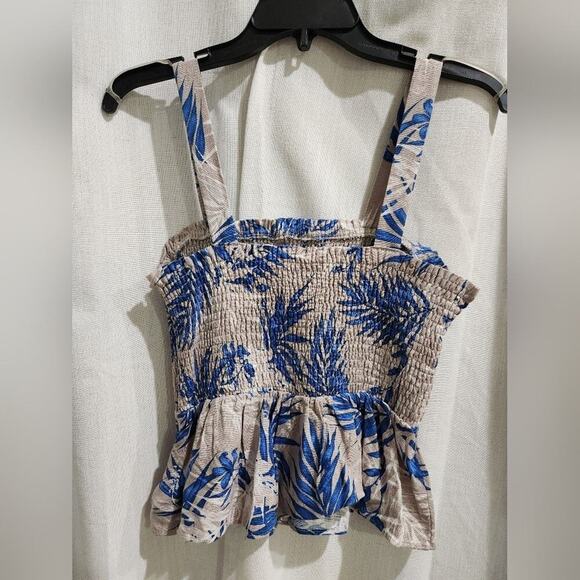Nwt BCBGMAXAZRIA Tropical Palm print Peplum Ruched Top XS - Picture 5 of 5